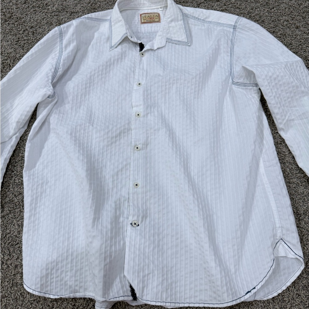 Vintage White Casual Button Down Shirt